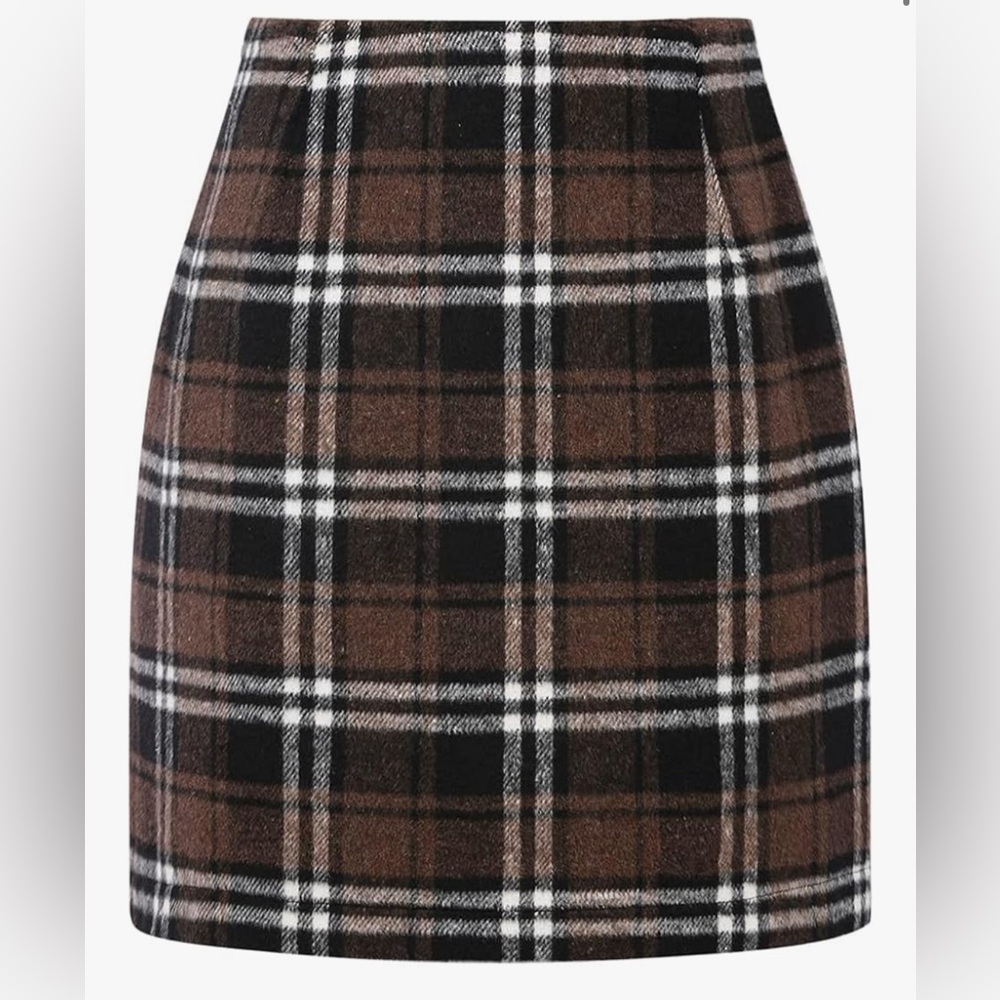 IDEALSANXUN Womens High Waist Plaid Skirt Bodycon Pencil Wool Mini Skirts